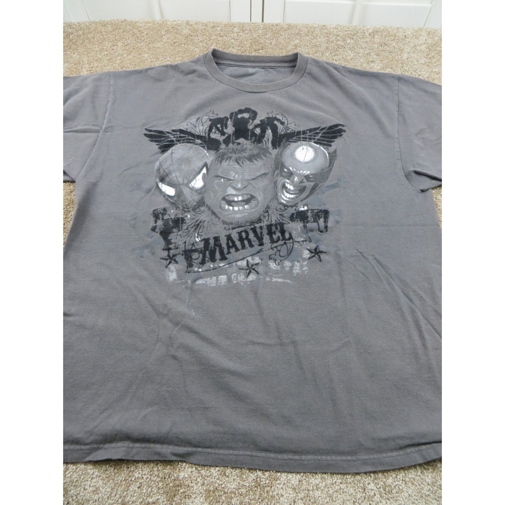 Spider-Man Hulk Wolverine‎ Gray T Shirt Large Marvel Comics